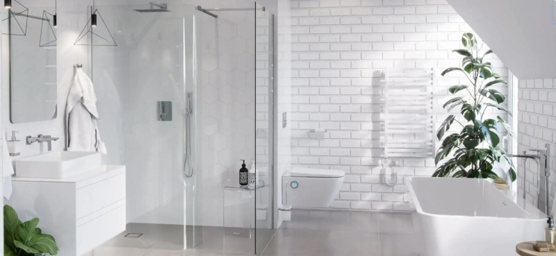 200 x 93 cm Excellent Vidoq  Walk-in Ścianka Boczna Gięta chrom