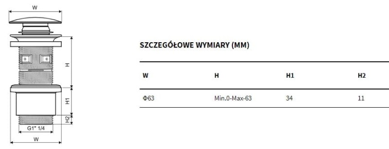 Excellent Korek Click-Clack  Umywalkowo-Bidetowy miedziany szczotkowany