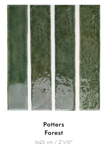 5 x 25 cm Wow POTTERS Forest Płytka Ceramiczna Połysk