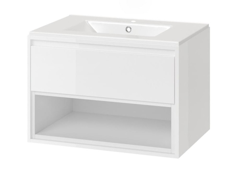 60 cm Ecellent Tuto Szafka pod umywalkę nablatową, 1 szuflada, biały
